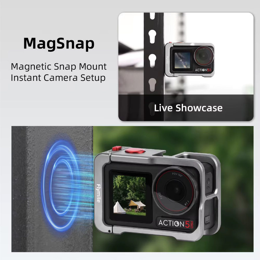 Flymile 5-Käfig Metallschutzhülle für DJI Osmo Action 5 Pro mit Erweiterungshalterungen und Rahmen - Bild 3