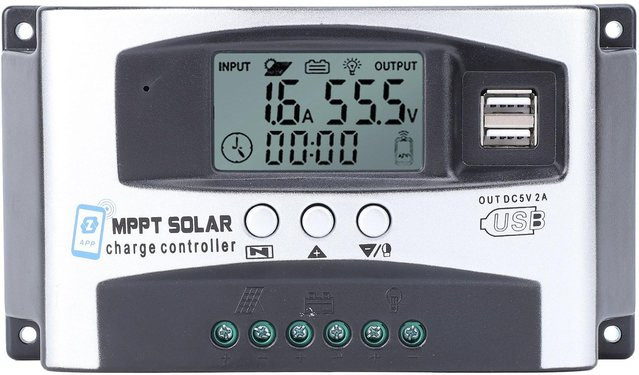 DIYelecs MPPT Solar-Laderegler mit Bluetooth App-Steuerung und LCD-Anzeige, 30A, Silber - Bild 1