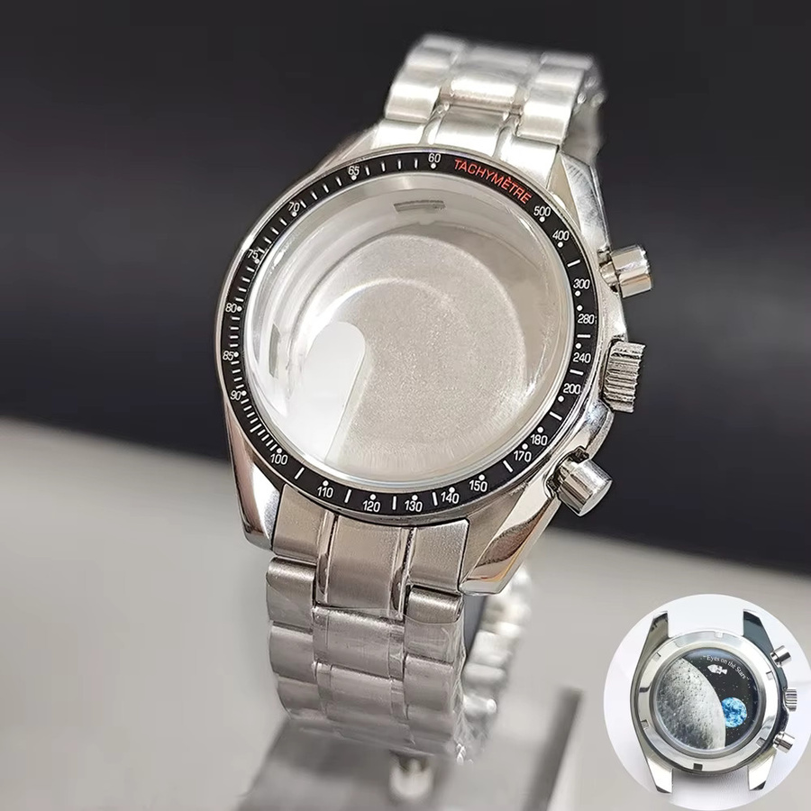 YUNJIN Uhrengehäuse Chronograph, Edelstahl, Silber, Herren, 39,7 mm - Bild 1