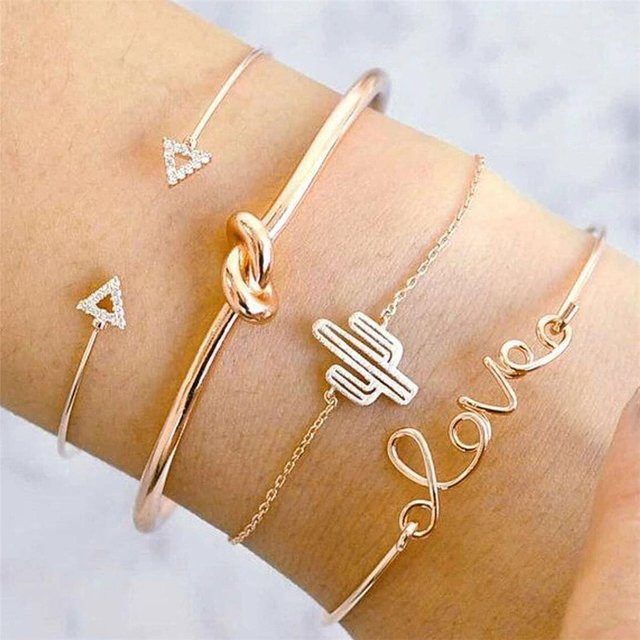 4-teiliges Schmuckset Armband, Gold, Zirkonia, Damen, Vintage - Bild 1