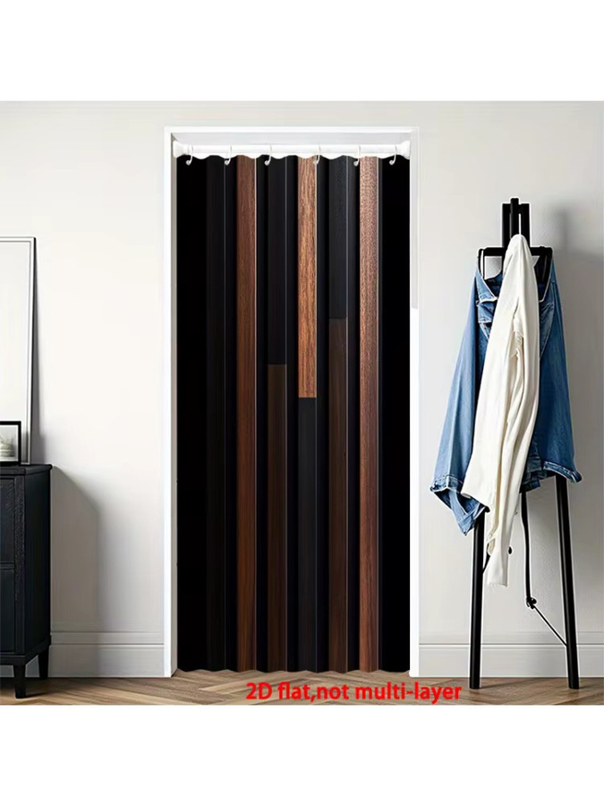 VIKAMA Vintage Vorhang im Wabi-Sabi-Stil mit vertikalen Streifen in Schwarz-Braun, blickdicht, halblang - Bild 5