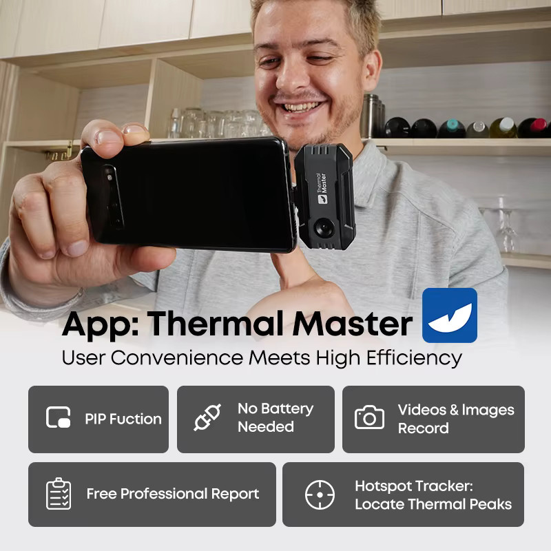 Thermal Master P1 Wärmebildkamera für iPhone und Android in Orange zur Erkennung von HVAC-Wasserlecks mit 600 °C Messbereich - Bild 5