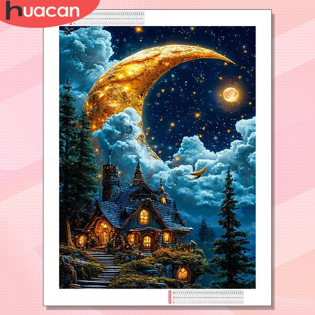 HUACAN Diamond Painting Schloss-Landschaft, Mosaik, Bastelset, adults - Bild 1