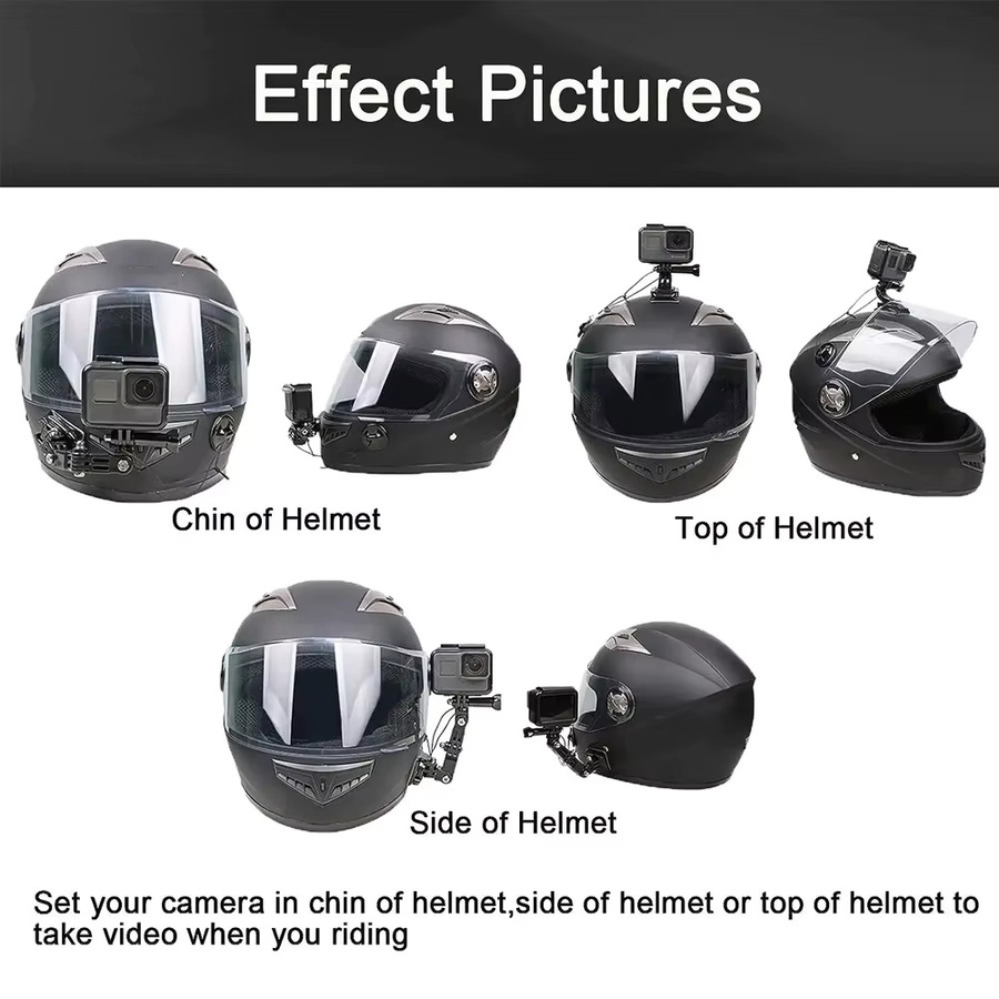 Motorrad Helm Halterung Zubehör Kit für GoPro, Insta360, DJI Osmo Action und andere Action Cameras in Schwarz - Bild 6