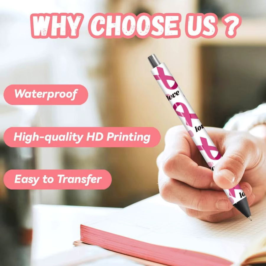 48 Stück UV DTF Pen Wraps Transfer Aufkleber Brustkrebs-Bewusstseinstag, wasserdichte HD-Druck selbstklebende Aufkleber in Multicolour für Heimwerker - Bild 2