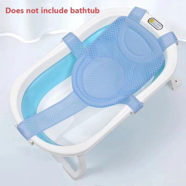 Binchi Outdoor Equipment Verstellbares Badewannenkissen für Neugeborene, rutschfestes Babybadenetz in Blau - Bild 1