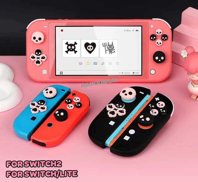 Royaldraid Gaming-Zubehör Set für Nintendo Switch, OLED und Lite: Thumb Grip Caps, Joystick-Kappen und ABXY-Tasten-Aufkleber in Multicolour - Bild 1