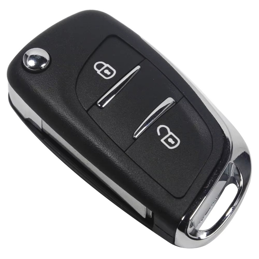 Jingyuqin Flip Folding Key Shell Hülle mit 2 Knöpfen für Citroen C2 C3 C4 C5 C6 und Peugeot 207 307 308 407 807 in Schwarz - Bild 3