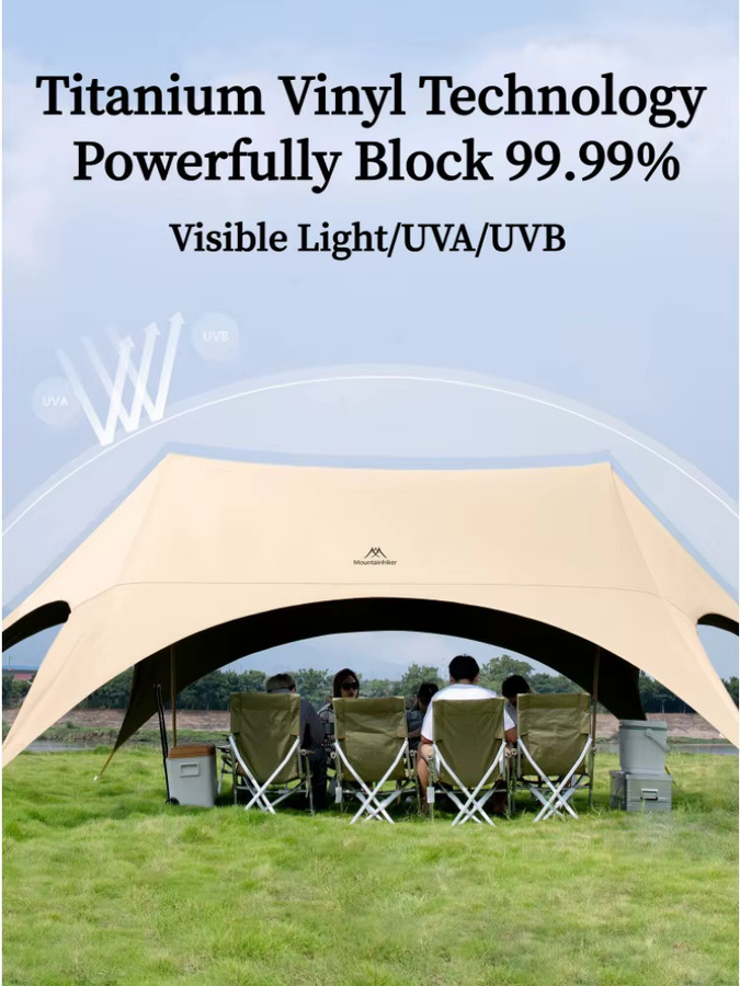 MOUNTAINHIKER Tragbares Outdoor Camping Strandüberdachung mit Silber-Sonnenschutz, wasserdicht, Farbe: Grün/Silber - Bild 7