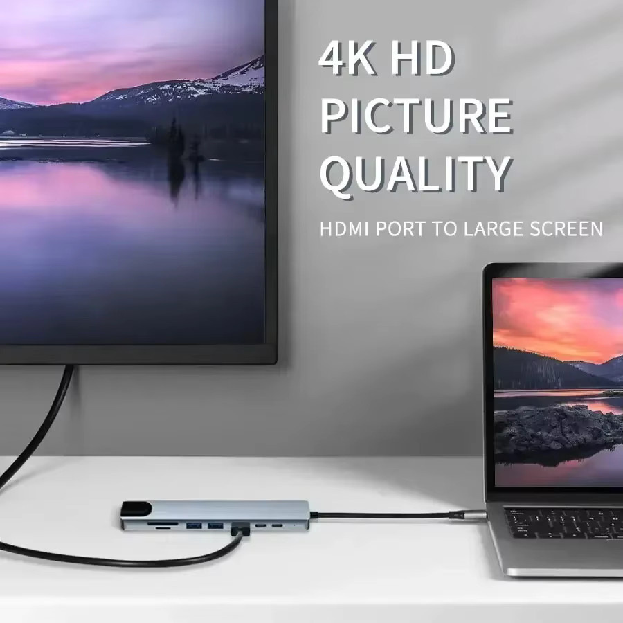 GGBEE 8-in-1 USB-C Dockingstation mit HDMI, RJ45 Ethernet, SD/TF-Slot und USB 3.0/2.0 für MacBook und Laptops - Bild 3