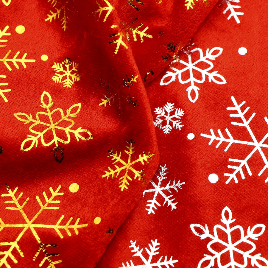 DUTRIEUX Samtstoff mit metallischen Schneeflocken in Rotgold für Weihnachtsdeko und DIY-Projekte, Breite: 149,86 cm, Länge: 49,99 cm - Bild 4