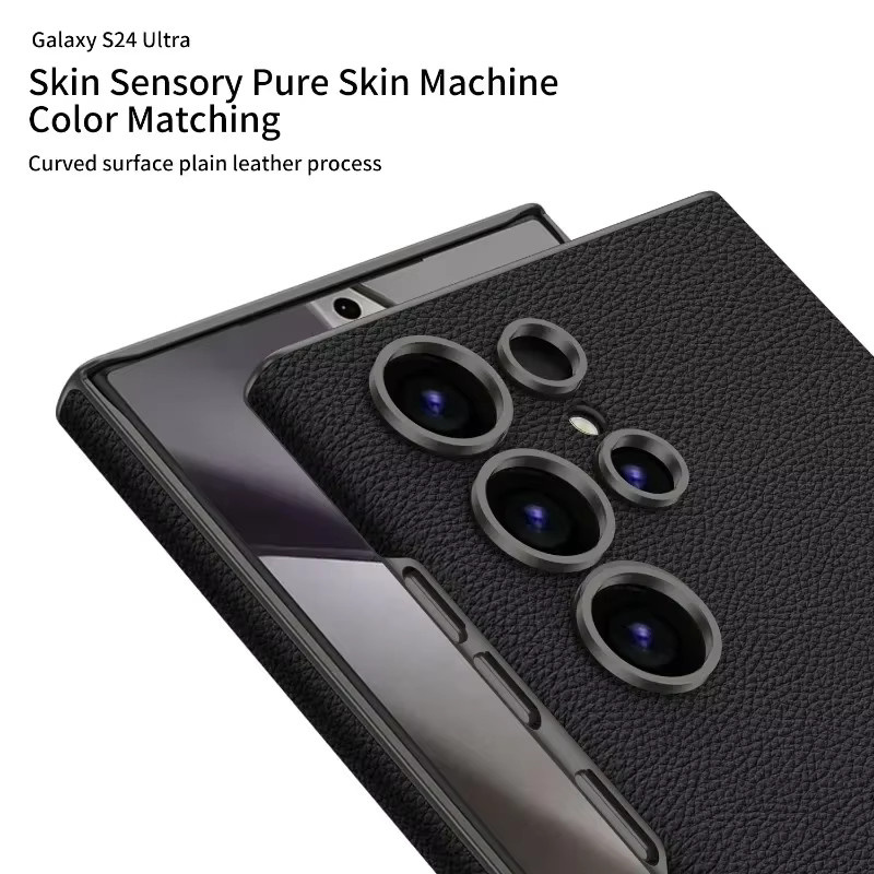 Stoßfeste Handyhülle aus PU-Leder für Samsung Galaxy S25 Ultra, S24 Ultra und S23 Ultra in Grau - Bild 3