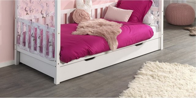 Vipack Bettschublade für Hausbett Serie Dallas aus massiver Kiefer, Weiß, B/T: 90 x 190 cm - Bild 1