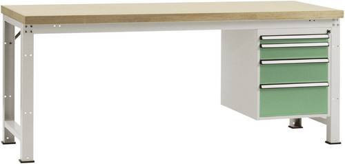 Manuflex Werkbank WP5624.6011 aus Stahl und Holz in Resedagrün (RAL 6011), B/T/H: 200 x 80 x 70 cm - Bild 1