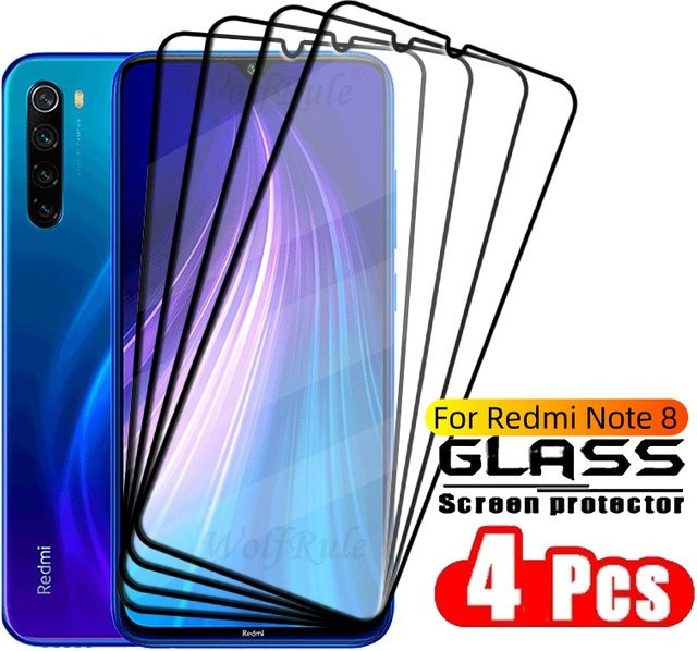 4er-Pack Xiaomi Redmi Note 8 Vollabdeckung Glas Schutzfolie mit 9H Härtegrad und HD-Display-Schutz in Transparent - Bild 1