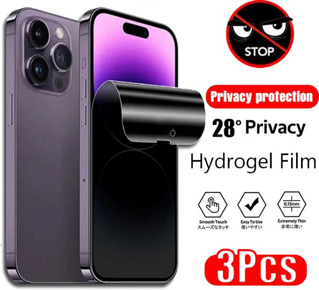 3er-Pack Anti-Spionage Hydrogel-Displayschutzfolie für Apple iPhone 17 16 15 14 13 12 11 Pro Max in Transparent - Bild 1