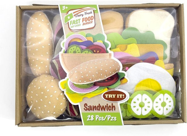BC Pet Supplies Filz Essen Hamburger Sandwich Spiel Essen Set, 28-teiliges Set, ab 3 Jahren - Bild 1