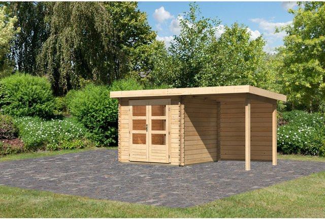 Karibu Holz-Gartenhaus Ängelholm in Natur mit Pultdach und modernem Design, B/T: 220 x 220 cm - Bild 1