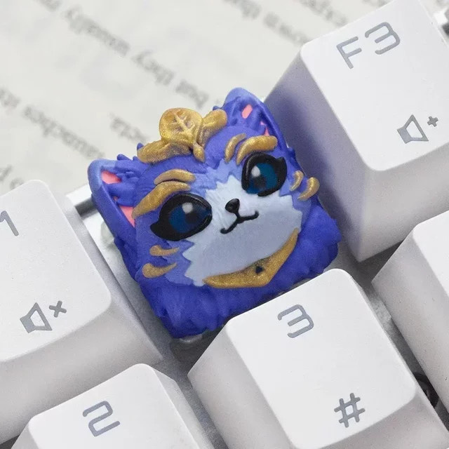Süße Anime Katze Tastenkappen aus Kunstharz in Weiß für mechanische Tastaturen - Bild 1