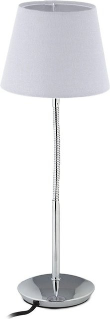 Relaxdays Tischlampe aus Eisen und Polyester in Weiß mit verchromten Details, verstellbar, Höhe: 47 cm, Durchmesser: 17 cm - Bild 1
