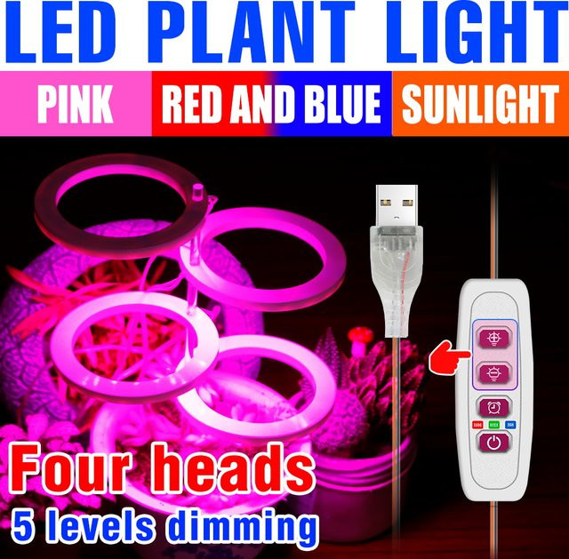 CanLing LED-Pflanzenlampe für den Innenbereich mit Vollspektrum, dimmbar via USB 5V für Sukkulenten, Kakteen und Hydrokultur - Bild 1