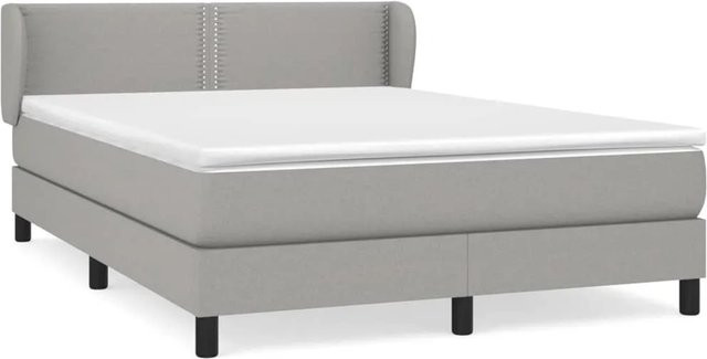 vidaXL Boxspringbett mit Matratze Hybrid-Design in Hellgrau, B/T/H: 140 x 200 x 147 cm - Bild 1