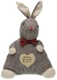 Stoff Türstopper Hase VERSA in Weiß und Grau, Wohnaccessoire im Country House Stil, B/T/H: 14,0 x 26,0 x 37,0 cm - Bild 1