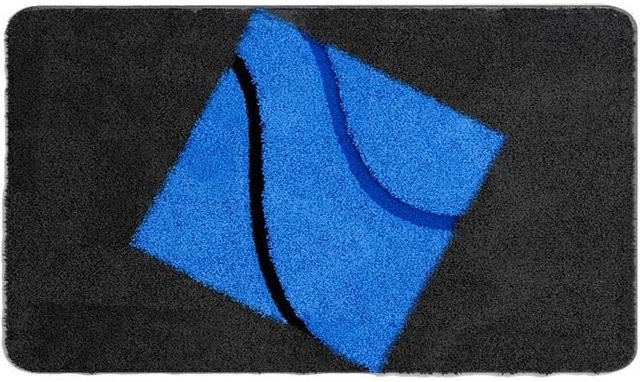 Badematte NIMA in Blau mit grafischem Design, rechteckig, B/T: 120 x 70 cm - Bild 1