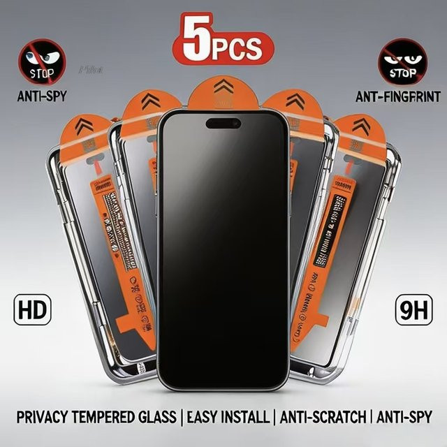 Anti-Spionage Panzerglas Displayschutz für Apple iPhone 18 17 16 15 14 13 12 11 Pro Max, transparent - Bild 1