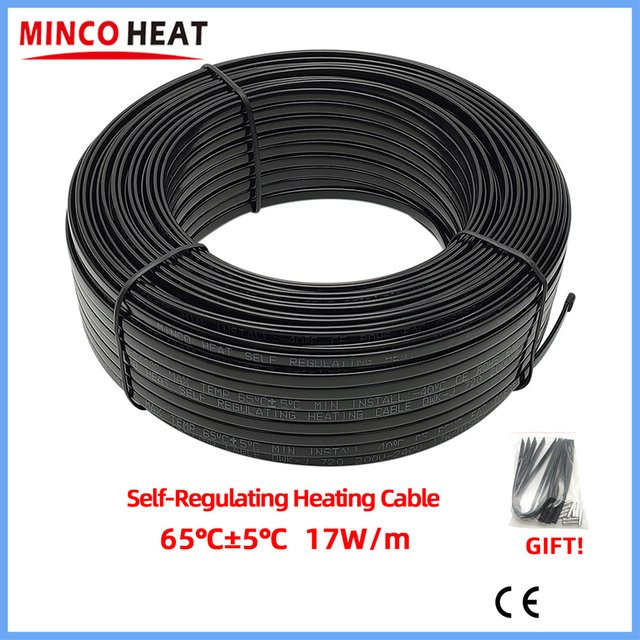 Selbstregulierendes Heizkabel von MINCO HEAT zum Schneeschmelzen und Frostschutz für Wasserrohre, Schwarz, 17 W/m, 200-240 V - Bild 1