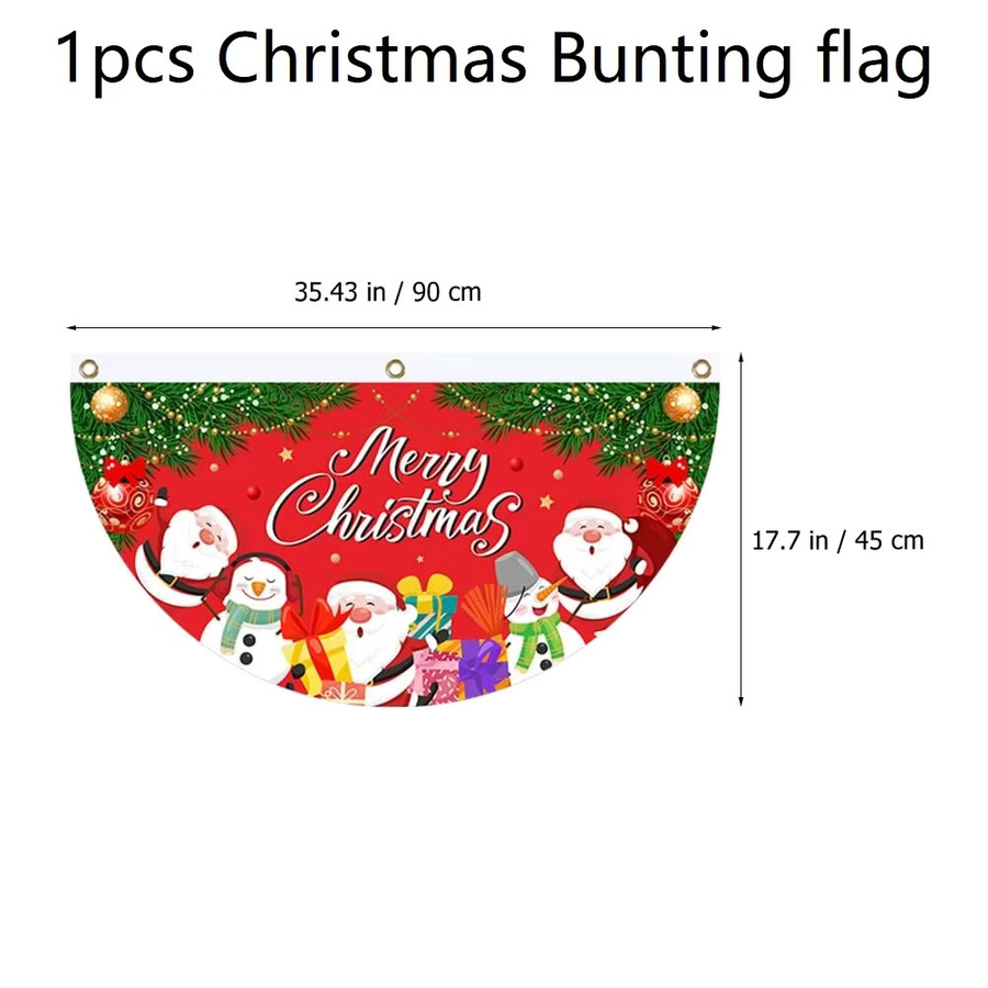 VIKAMA Weihnachts-Hängebanner Frohe Weihnachten in Rot, Textil-Wimpel für Zuhause und Veranda, Breite: 45 cm, Höhe: 90 cm - Bild 4