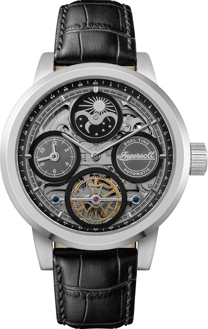 Ingersoll Herrenuhr Automatik, Edelstahl, 44 mm, Leder, Schwarz, 5 ATM - Bild 1