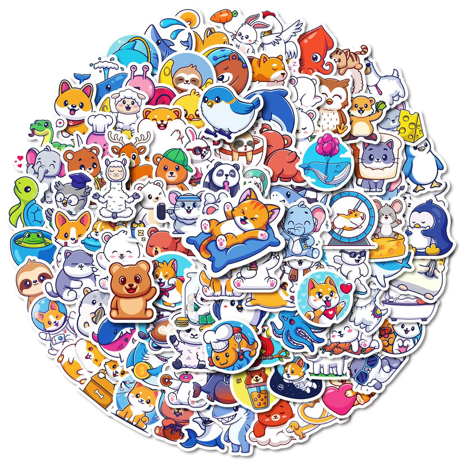 100 Stück handbemalte Graffiti-Aufkleber mit Haien, Bären und Corgis in Multicolour von BulingBulingStickers Store - Bild 1