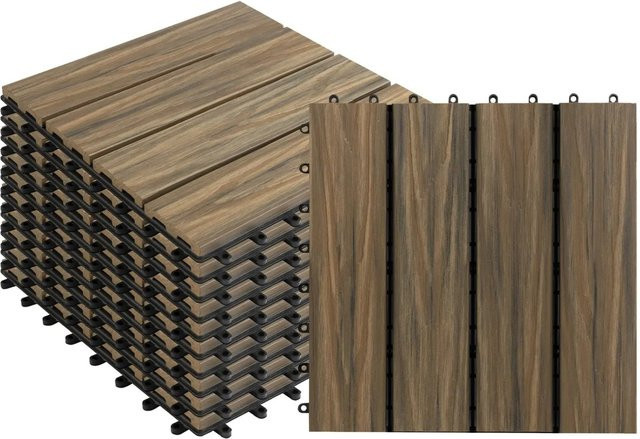 Karat WPC Terrassenfliesen Classic Mix Teak, 11er-Set, B/B: 30 x 30 cm - Bild 1