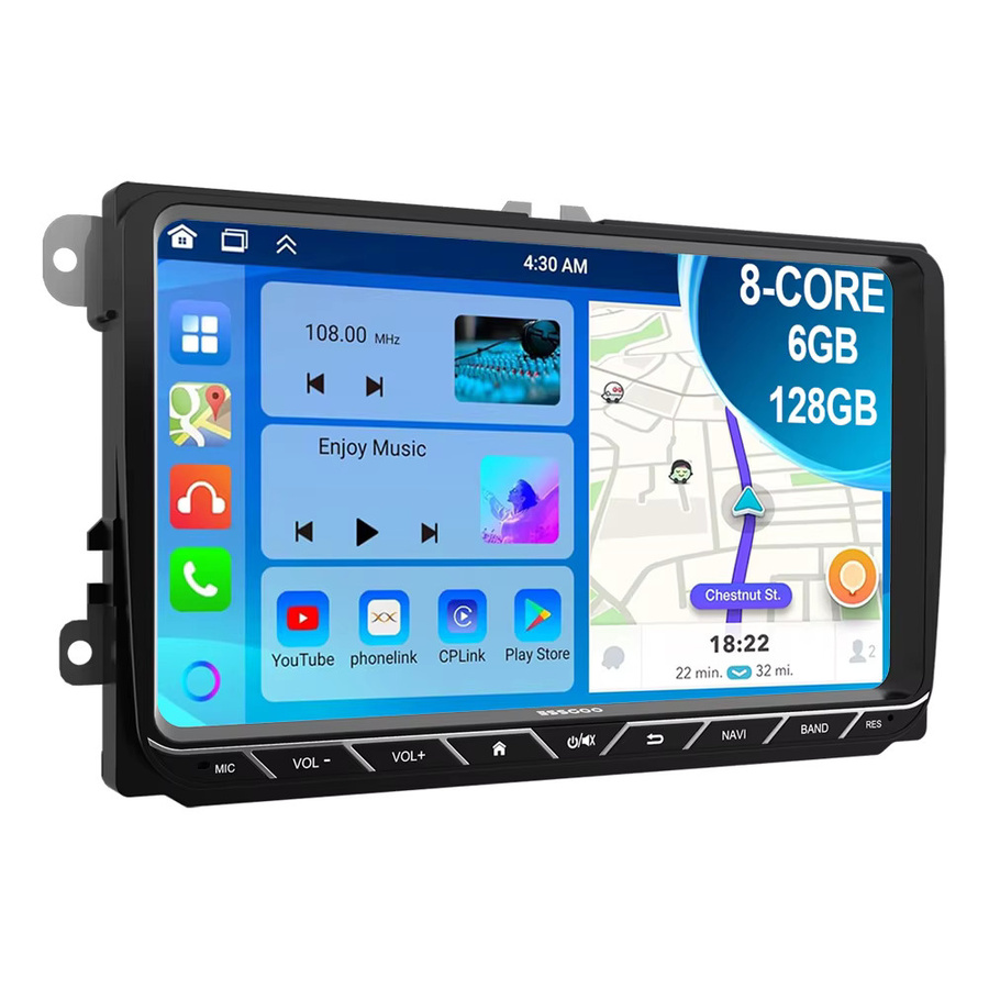 ESSGOO Android 14 Autoradio für VW Golf MK5 MK6 mit 9 Zoll IPS Touchscreen, 6+128GB, Drahtlos Apple CarPlay und Android Auto, GPS Navigation, 4G WIFI und KI-Steuerung, Schwarz - Bild 5