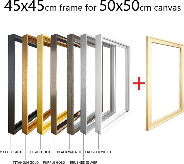 Little PP Bilderrahmen aus Aluminiumlegierung für Leinwand und Ölgemälde, Gold und Schwarz, B/H: 45 x 45 cm - Bild 1