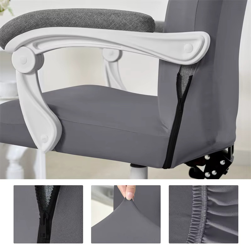 WANERQU Bürostuhlbezug aus Polyester in Grau, dehnbarer und rutschfester Stuhlbezug für Gaming- und Computerstühle - Bild 4