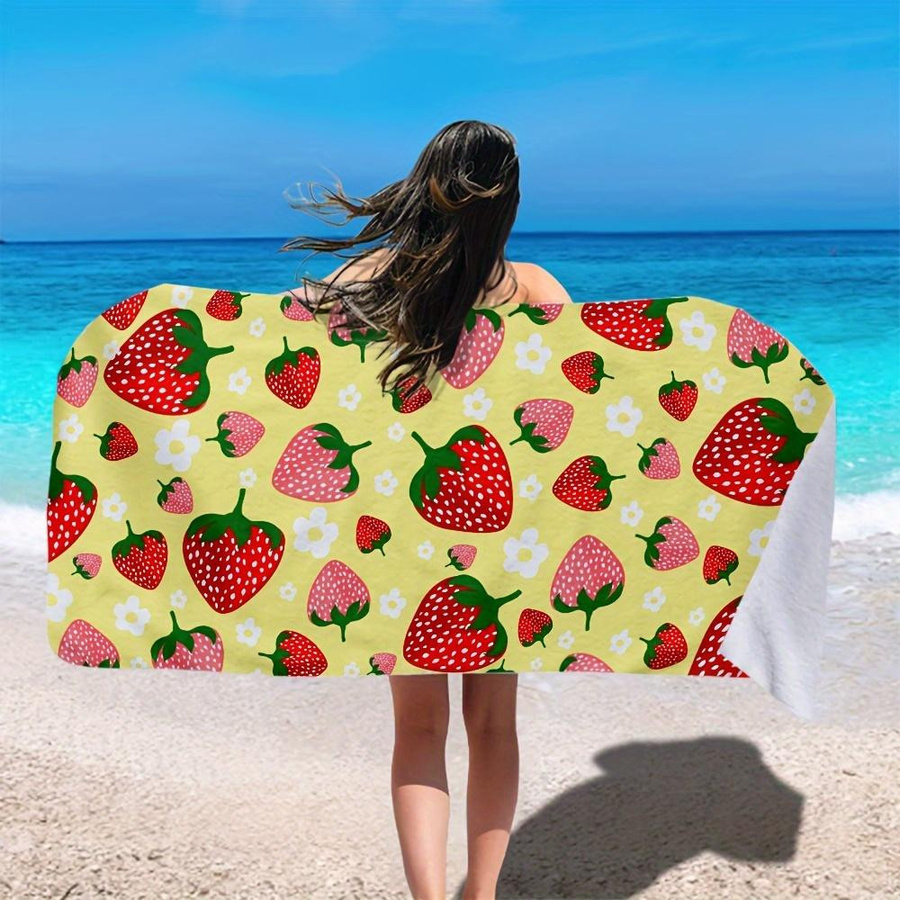 Dalangpa Erdbeer Strandtuch in Rot Rosa, weiches Mikrofaserhandtuch für Strand und Picknick, Breite: 30 cm, Höhe: 60 cm - Bild 2