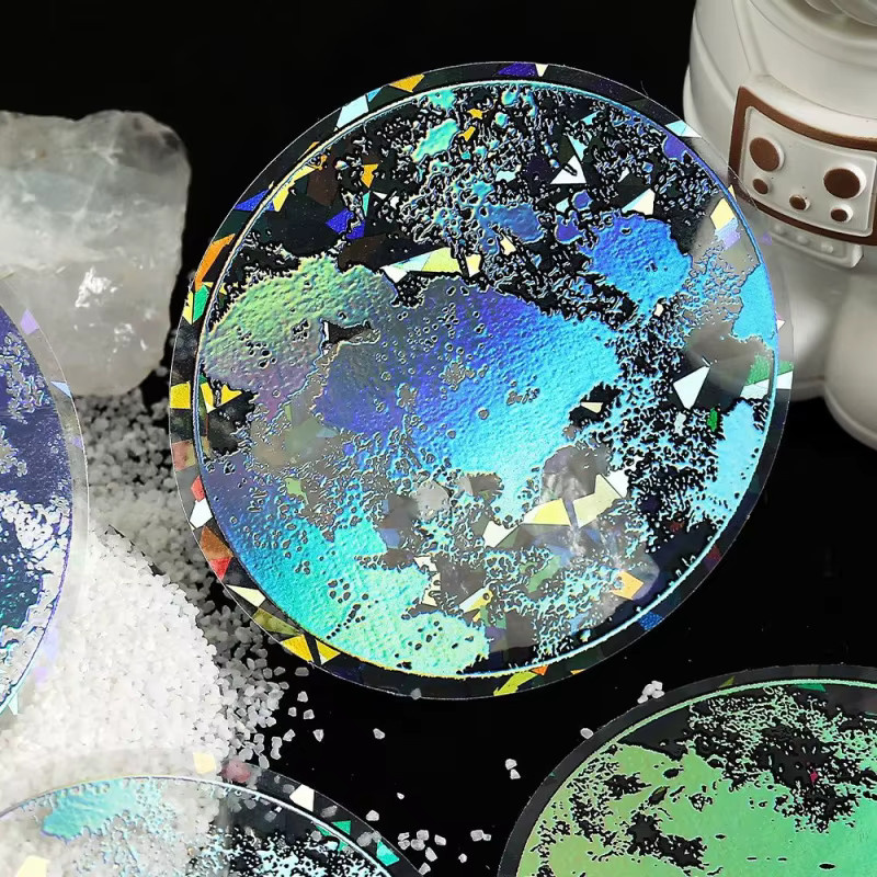 Holografische reflektierende Aufkleber aus 10-Blatt-Silberfolie mit Laser-Schimmer-Effekt für dein DIY-Tagebuch und Scrapbook in Silber - Bild 1