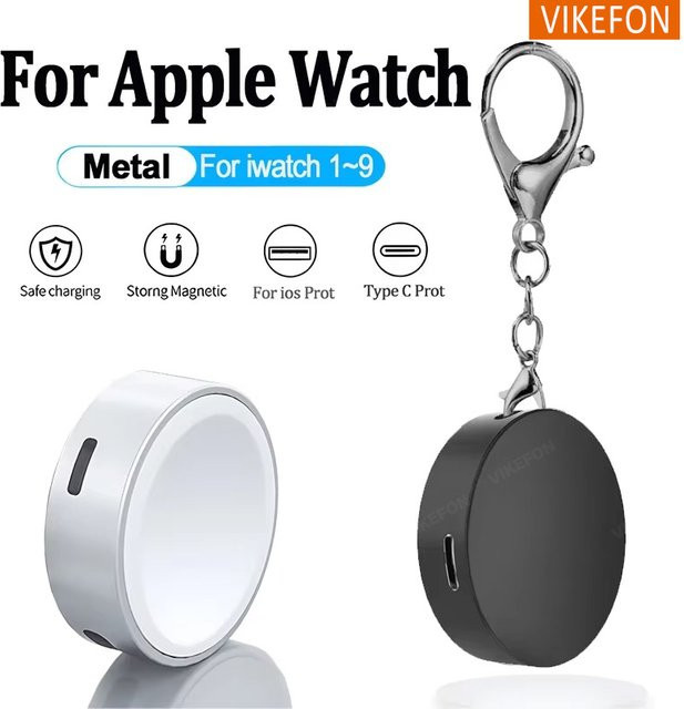 VIKEFON Uhren-Ladegerät, Edelstahl, Weiß, USB-C, Apple Watch - Bild 1
