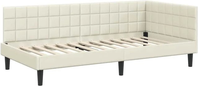 vidaXL Eckbettgestell mit Kopfteil in Beige aus Stoff, B/T/H: 204 x 100 x 72 cm - Bild 1