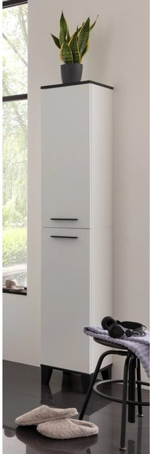 Fackelmann Hochschrank TE-A Weiß Matt mit Soft-Close-Türen und Regalböden, B/T/H: 30,2 x 32,0 x 175,2 cm - Bild 1