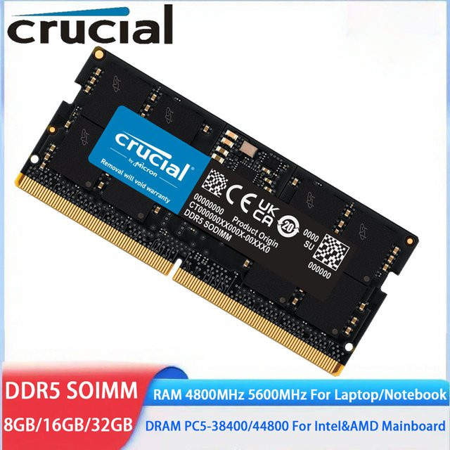 Crucial Memoria DDR5 Laptop RAM SODIMM Speicher für Intel und AMD, Schwarz - Bild 1