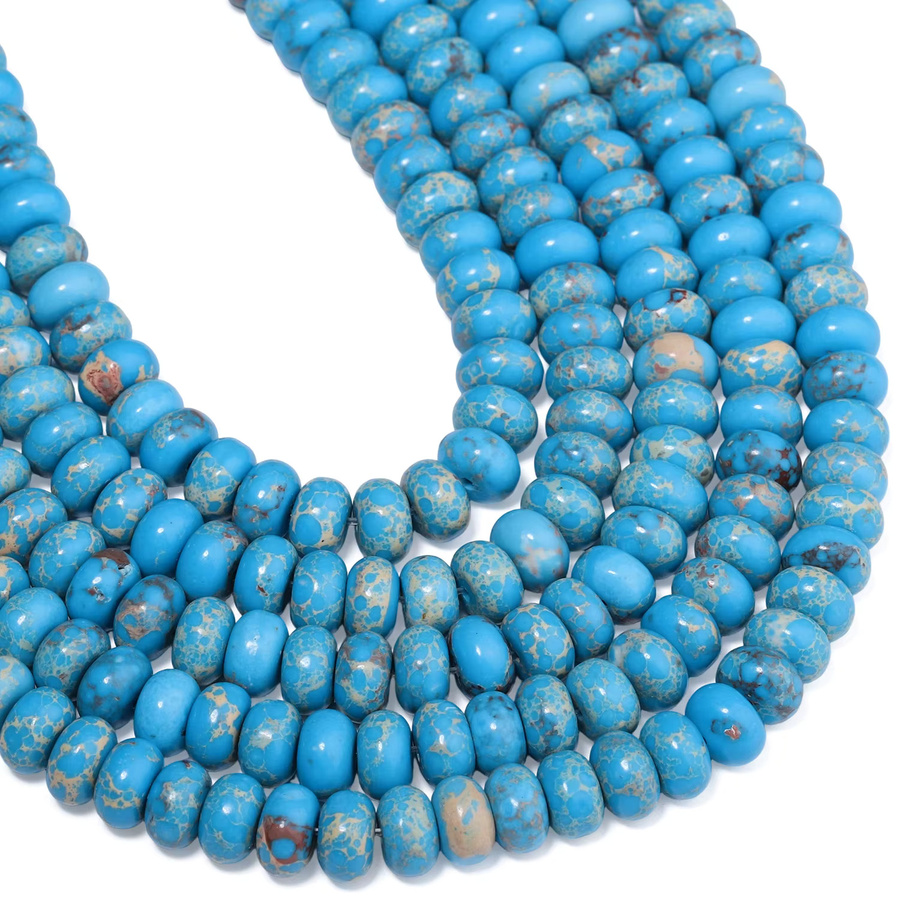xilitata Abacus-Abstandhalterperlen, Blaue Meeres-Sediment-Jaspis, 5x8mm, 15'' - Bild 2