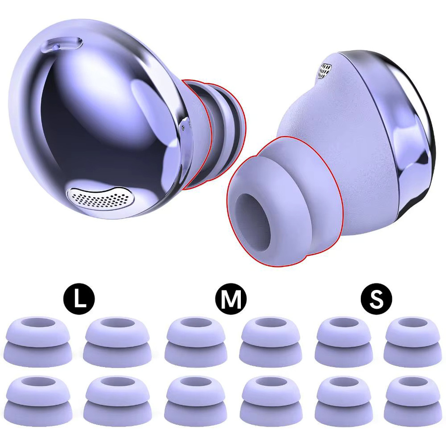 12 Stück Silikon Ohrstöpsel für Samsung Galaxy Buds Pro TWS Wireless In-Ear Kopfhörer in Purple mit Noise Reduction und Anti-Drop Doppel-Flansch - Bild 2