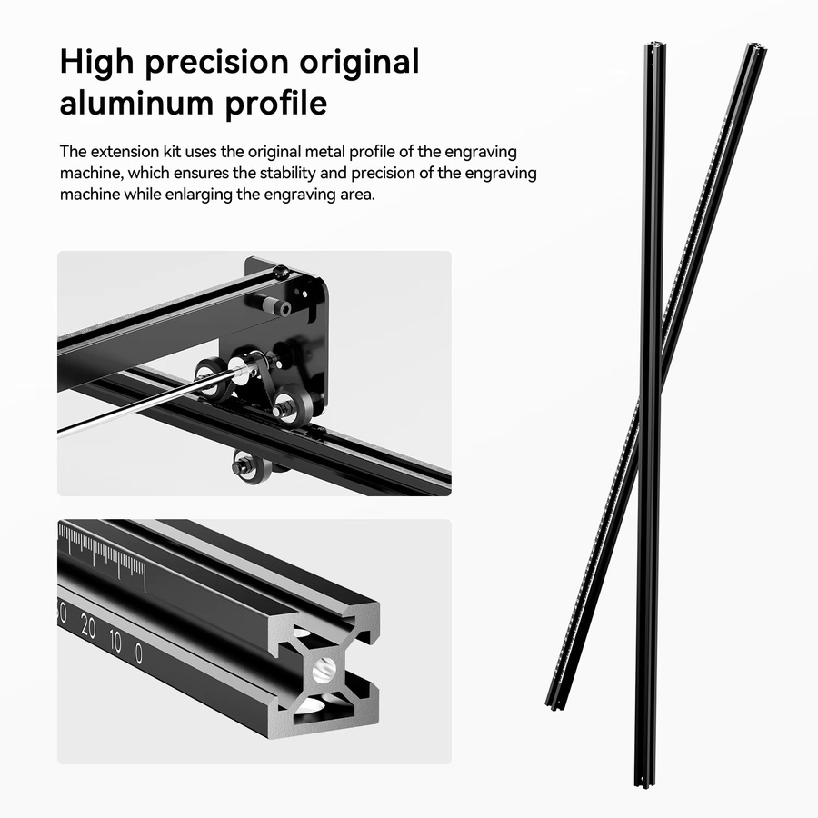 LONGER RAY5 Erweiterungsteile-Kit für Gravur- und Schneidemaschinen in Schwarz, erweiterbar auf Breite: 85 cm, Tiefe: 40 cm - Bild 2