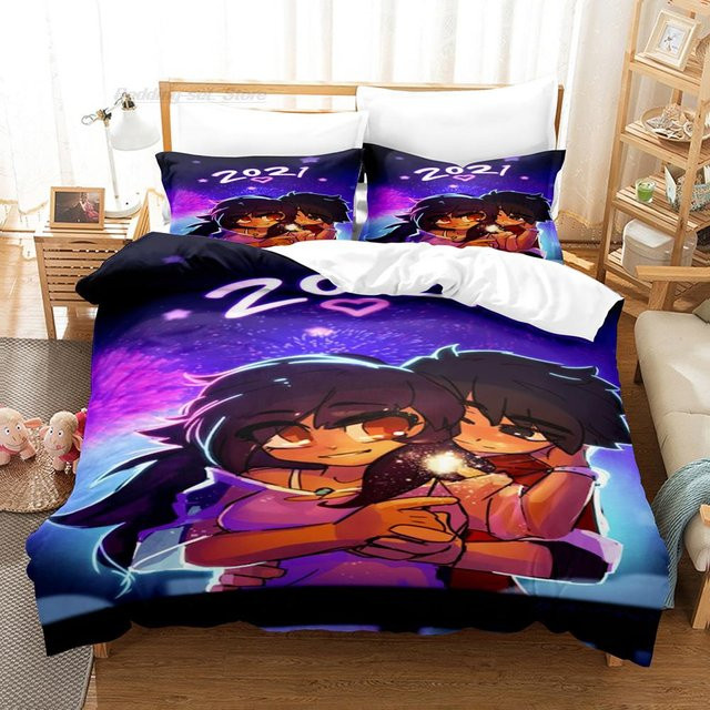 Aphmau Bettwäsche-Set mit 3D-Druck aus Polyester, bestehend aus 1x Bettbezug und 1x Kissenbezug, Multicolor, B/H: 135 x 200 cm - Bild 1