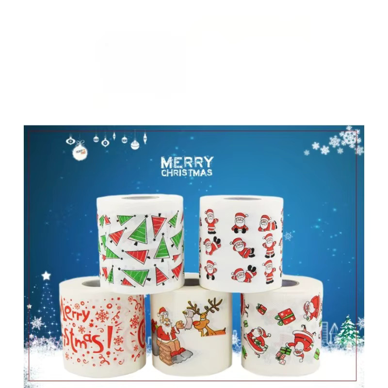 2er-Set bunte Cartoon-Weihnachtsrollen aus Papierhandtüchern, 2-lagig, 100 g pro Rolle, Mehrfarbig - Bild 2