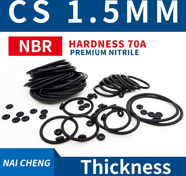 Schwarzer NBR 70A Nitrilkautschuk O-Ring Dichtungsring mit 1,5 mm Dicke - Bild 1