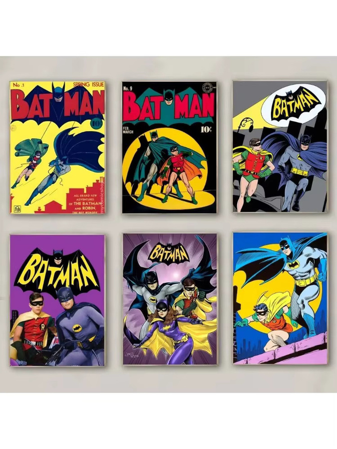 KAYOU Cartoon B-Batman Classics Poster, selbstklebender Kunst-Aufkleber aus wasserfestem Papier in Multicolour, rechteckiges Retro-Wanddekor - Bild 5
